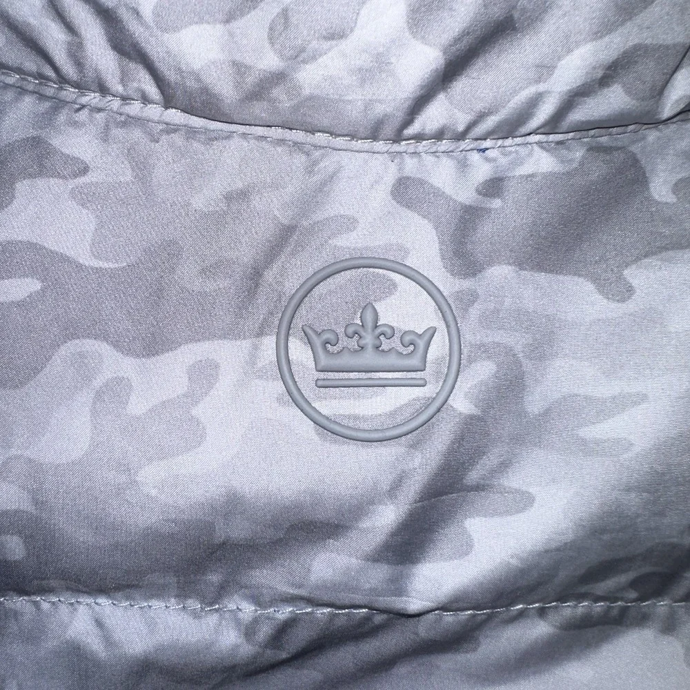 Peter Millar Crown Sport Quilted Vest Mens L Gray Camo Hyperlight Golf Full Zip - Picture 5 of 8